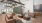 leasing office with vaulted ceilings and large windows