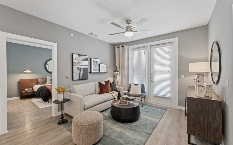 Open space living area with natural lighting