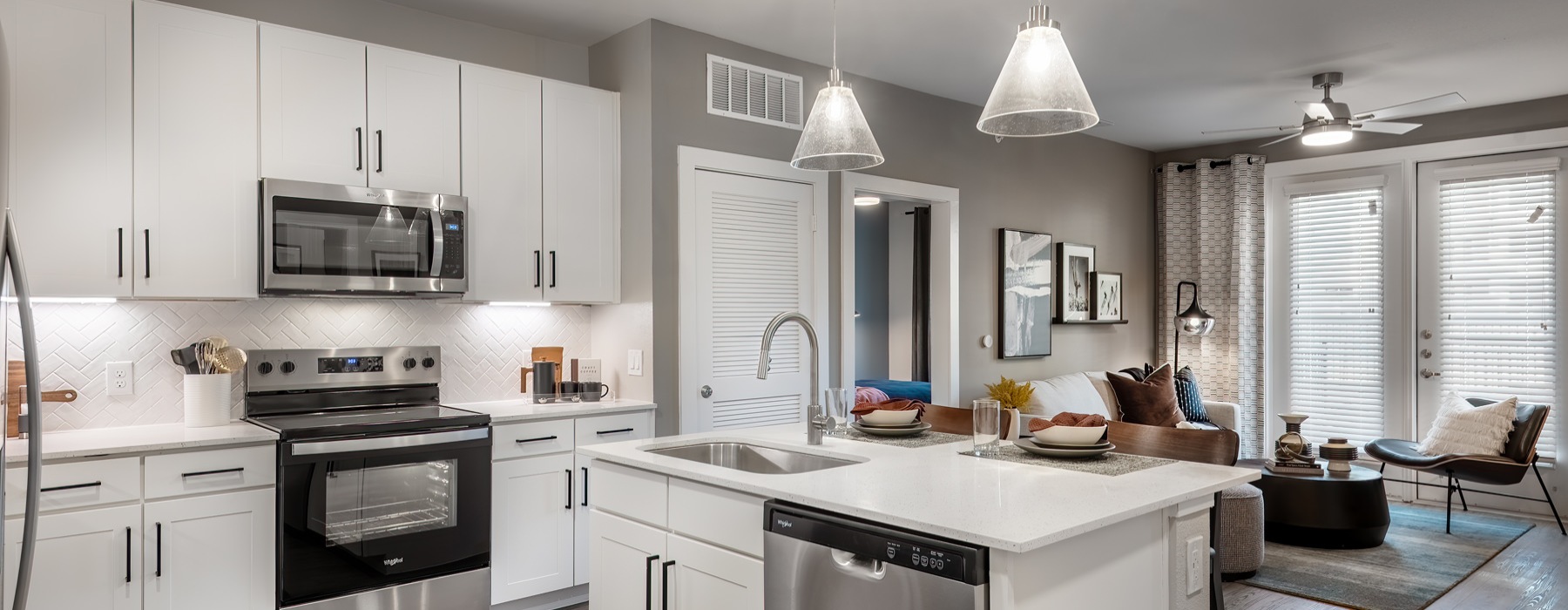 Well-lit kitchen with ample counter space